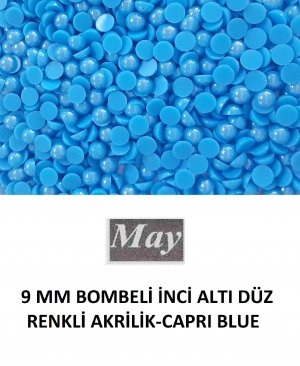 9 MM BOMBELİ İNCİ ALTI DÜZ RENKLİ AKRİLİK-CAPRI BLUE