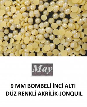 9 MM BOMBELİ İNCİ ALTI DÜZ RENKLİ AKRİLİK-JONQUIL