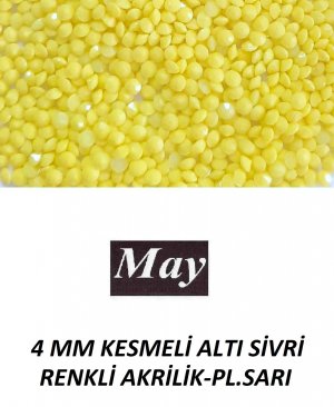 4 MM KESMELİ ALTI SİVRİ RENKLİ AKRİLİK-PL.SARI