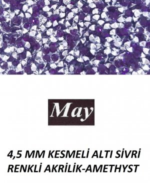 4,5 MM KESMELİ ALTI SİVRİ RENKLİ AKRİLİK-AMETHYST