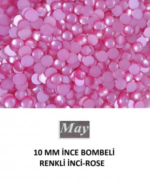 10 MM İNCE BOMBELİ RENKLİ İNCİ-ROSE