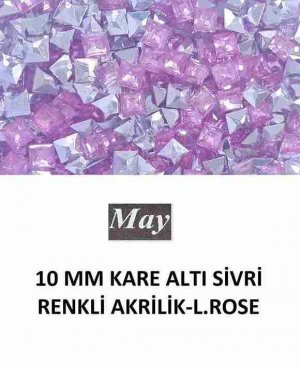 10 MM KARE ALTI SİVRİ RENKLİ AKRİLİK-LIGHT ROSE