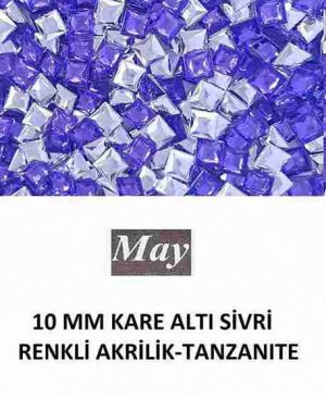 10 MM KARE ALTI SİVRİ RENKLİ AKRİLİK-TANZANITE
