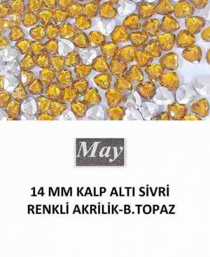 14 MM KALP ALTI SİVRİ RENKLİ AKRİLİK-BEACH TOPAZ