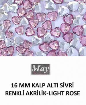 16 MM KALP ALTI SİVRİ RENKLİ AKRİLİK-LIGHT ROSE