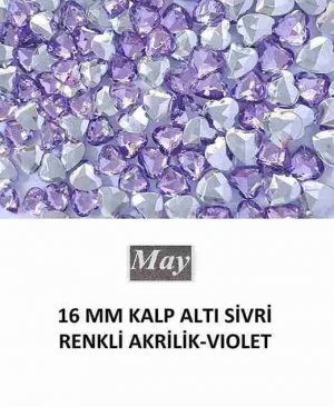 16 MM KALP ALTI SİVRİ RENKLİ AKRİLİK-VIOLET