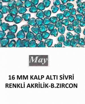 16 MM KALP ALTI SİVRİ RENKLİ AKRİLİK-BLUE ZIRCON