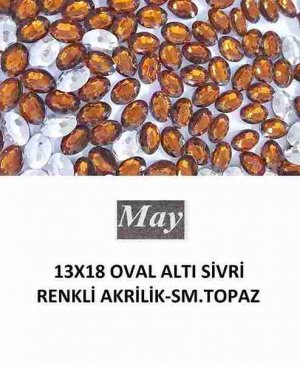 13X18 OVAL ALTI SİVRİ RENKLİ AKRİLİK-SMOKED TOPAZ