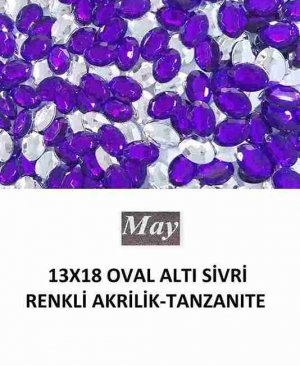 13X18 OVAL ALTI SİVRİ RENKLİ AKRİLİK-TANZANITE