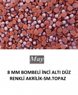 8 MM BOMBELİ İNCİ ALTI DÜZ RENKLİ AKRİLİK-SM.TOPAZ