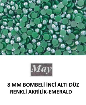 8 MM BOMBELİ İNCİ ALTI DÜZ RENKLİ AKRİLİK-EMERALD