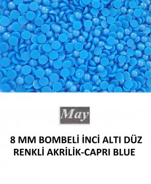 8 MM BOMBELİ İNCİ ALTI DÜZ RENKLİ AKRİLİK-CAPRI BLUE
