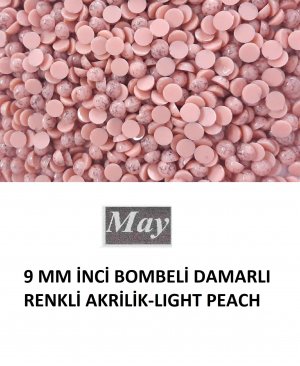 9 MM İNCİ BOMBELİ DAMARLI RENKLİ AKRİLİK-LIGHT PEACH