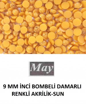 9 MM İNCİ BOMBELİ DAMARLI RENKLİ AKRİLİK-SUN