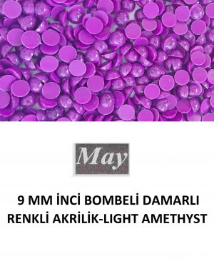 9 MM İNCİ BOMBELİ DAMARLI RENKLİ AKRİLİK-LIGHT AMETHYST