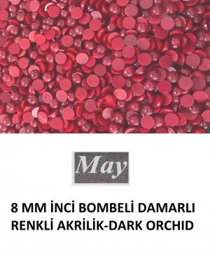 8 MM İNCİ BOMBELİ DAMARLI RENKLİ AKRİLİK-DARK ORCHID