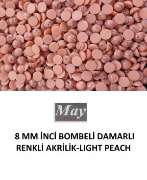 8 MM İNCİ BOMBELİ DAMARLI RENKLİ AKRİLİK-LIGHT PEACH