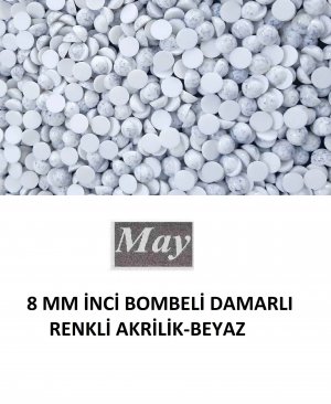 8 MM İNCİ BOMBELİ DAMARLI RENKLİ AKRİLİK-SUN