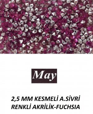 2,5 MM KESMELİ ALTI SİVRİ RENKLİ AKRİLİK-FUCHSIA