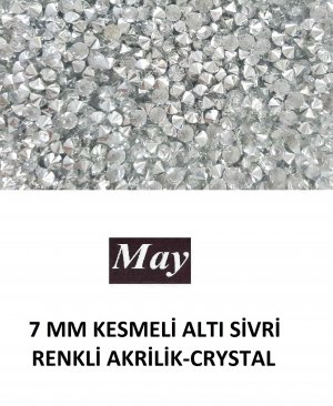 7 MM KESMELİ ALTI SİVRİ RENKLİ AKRİLİK-CRYSTAL
