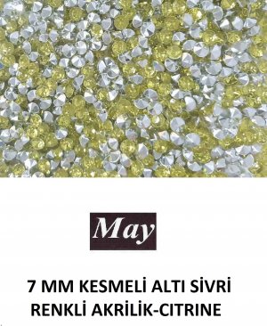 7 MM KESMELİ ALTI SİVRİ RENKLİ AKRİLİK-CITRINE