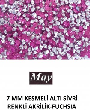 7 MM KESMELİ ALTI SİVRİ RENKLİ AKRİLİK-FUCHSIA