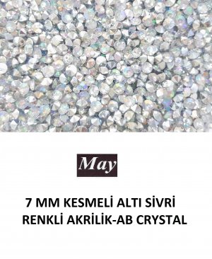 7 MM KESMELİ ALTI SİVRİ RENKLİ AKRİLİK-AB CRYSTAL