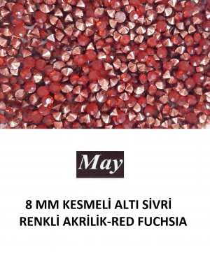 8 MM KESMELİ ALTI SİVRİ RENKLİ AKRİLİK-RED FUCHSIA