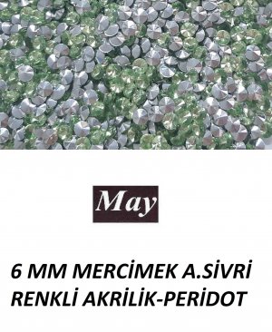 6 MM MERCİMEK ALTI SİVRİ RENKLİ AKRİLİK-PERİDOT