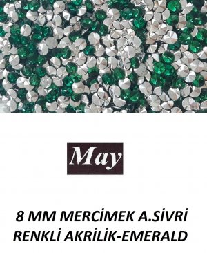 8 MM MERCİMEK ALTI SİVRİ RENKLİ AKRİLİK-EMERALD