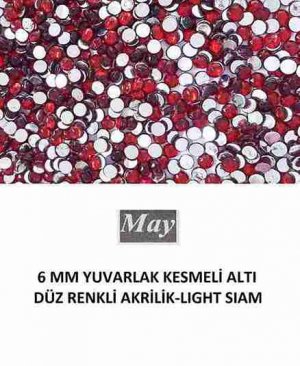 6 MM YUVARLAK KESMELİ ALTI DÜZ RENKLİ AKRİLİK-LIGHT SIAM