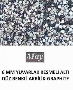 6 MM YUVARLAK KESMELİ ALTI DÜZ RENKLİ AKRİLİK-GRAPHITE