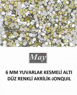 6 MM YUVARLAK KESMELİ ALTI DÜZ RENKLİ AKRİLİK-JONQUIL