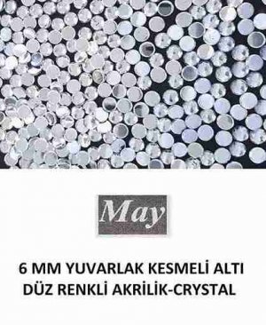 6 MM YUVARLAK KESMELİ ALTI DÜZ RENKLİ AKRİLİK-CRYSTAL