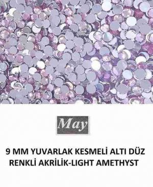9 MM YUVARLAK KESMELİ ALTI DÜZ RENKLİ AKRİLİK-LIGHT AMETHYST