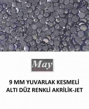 9 MM YUVARLAK KESMELİ ALTI DÜZ RENKLİ AKRİLİK-JET