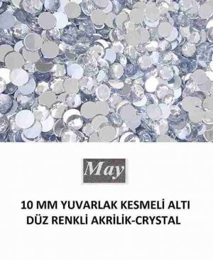 10 MM YUVARLAK KESMELİ ALTI DÜZ RENKLİ AKRİLİK-CRYSTAL