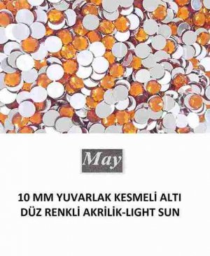 10 MM YUVARLAK KESMELİ ALTI DÜZ RENKLİ AKRİLİK-LIGHT SUN