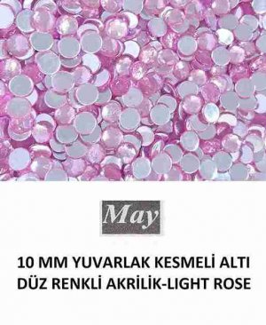 10 MM YUVARLAK KESMELİ ALTI DÜZ RENKLİ AKRİLİK-LIGHT ROSE