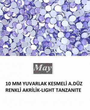 10 MM YUVARLAK KESMELİ ALTI DÜZ RENKLİ AKRİLİK-LIGHT TANZANITE