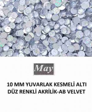 10 MM YUVARLAK KESMELİ ALTI DÜZ RENKLİ AKRİLİK-AB VELVET
