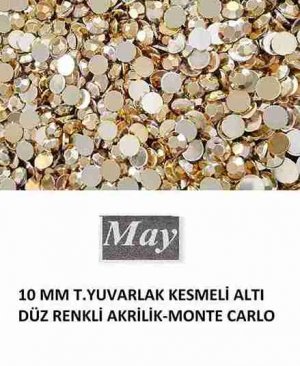10 MM T.YUVARLAK KESMELİ ALTI DÜZ RENKLİ AKRİLİK-MONTE CARLO