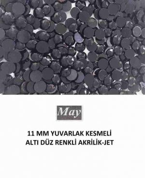 11 MM YUVARLAK KESMELİ ALTI DÜZ RENKLİ AKRİLİK-JET