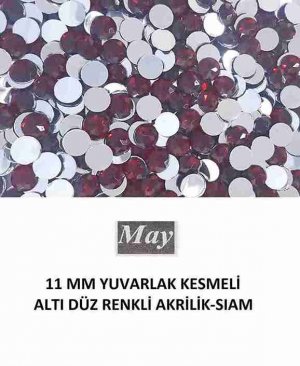 11 MM YUVARLAK KESMELİ ALTI DÜZ RENKLİ AKRİLİK-SIAM