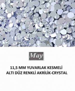 11,5 MM YUVARLAK KESMELİ ALTI DÜZ RENKLİ AKRİLİK-CRYSTAL