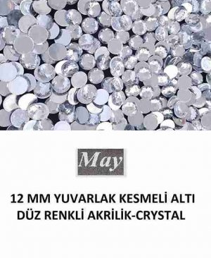 12 MM YUVARLAK KESMELİ ALTI DÜZ RENKLİ AKRİLİK-CRYSTAL