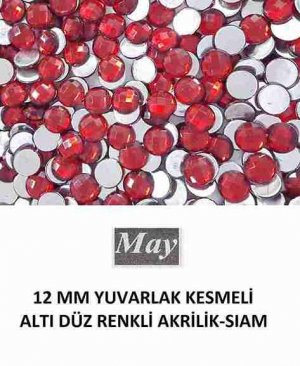 12 MM YUVARLAK KESMELİ ALTI DÜZ RENKLİ AKRİLİK-SIAM