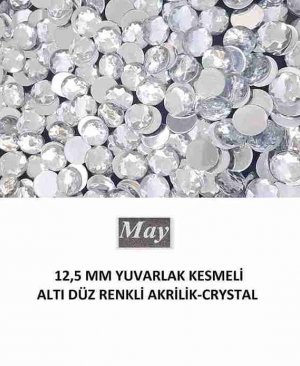 12,5 MM YUVARLAK KESMELİ ALTI DÜZ RENKLİ AKRİLİK-CRYSTAL