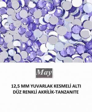 12,5 MM YUVARLAK KESMELİ ALTI DÜZ RENKLİ AKRİLİK-TANZANITE