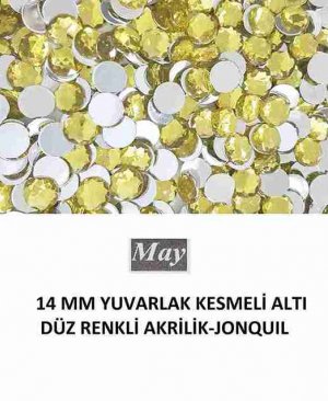 14 MM YUVARLAK KESMELİ ALTI DÜZ RENKLİ AKRİLİK-JONQUIL